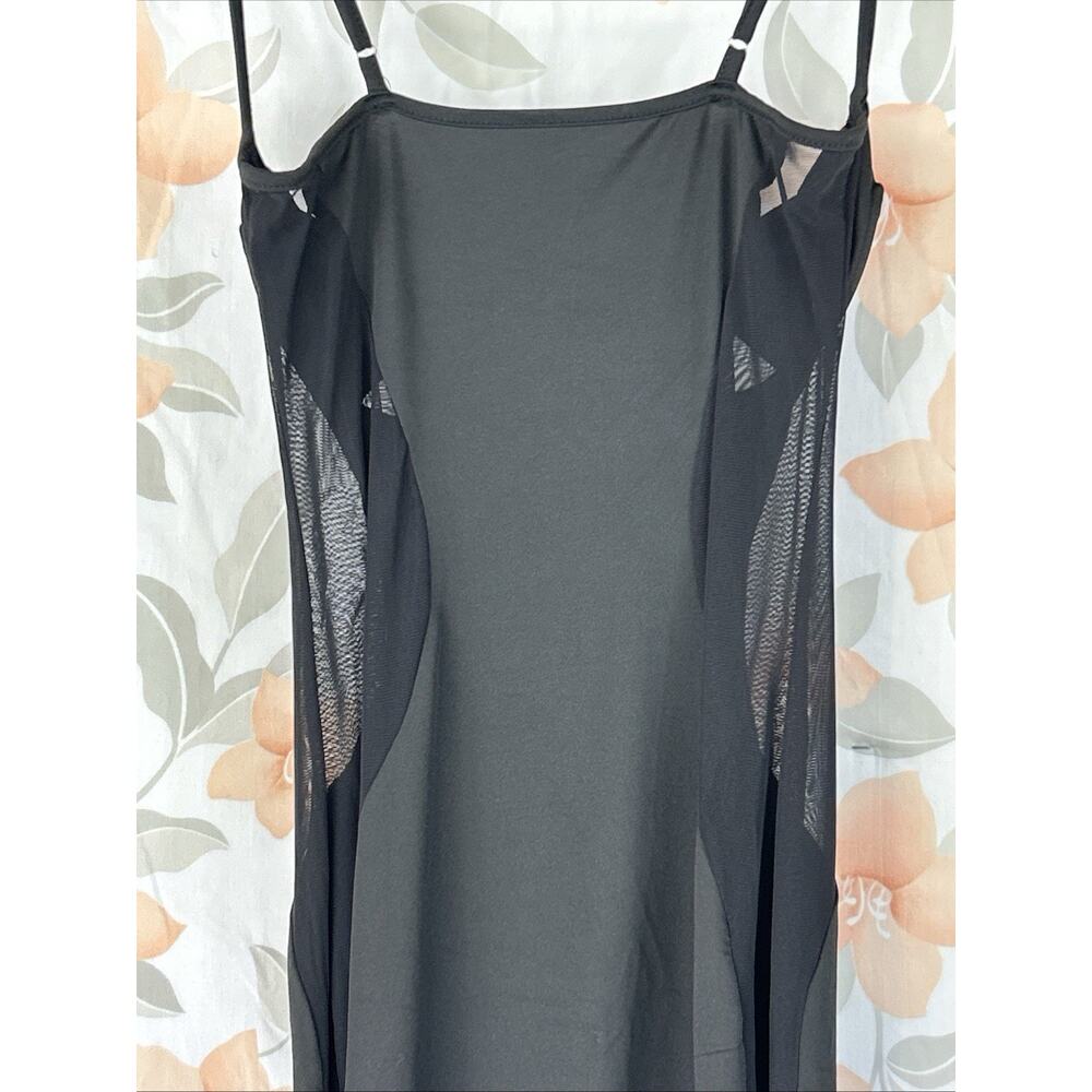 Micas Dress Womens Medium Black Sheer Sides Bodycon Midi Sleeveless Stretch New - Picture 6 of 10